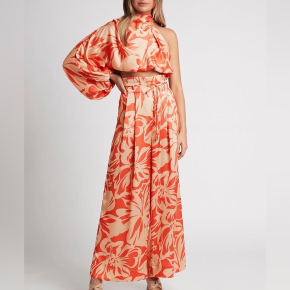 SHEIKE Cuban Nights Satin Print One Shoulder Long Sleeve Blouse Top NWT - Picture 7 of 10